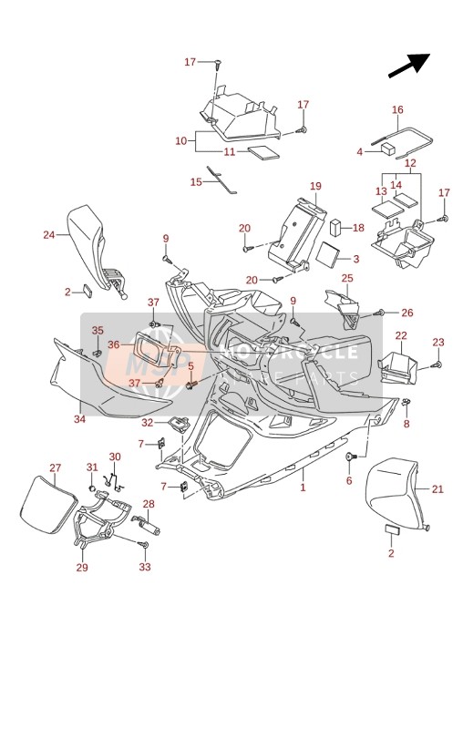 Suzuki AN400A BURGMAN 2020 Caja frontal para un 2020 Suzuki AN400A BURGMAN